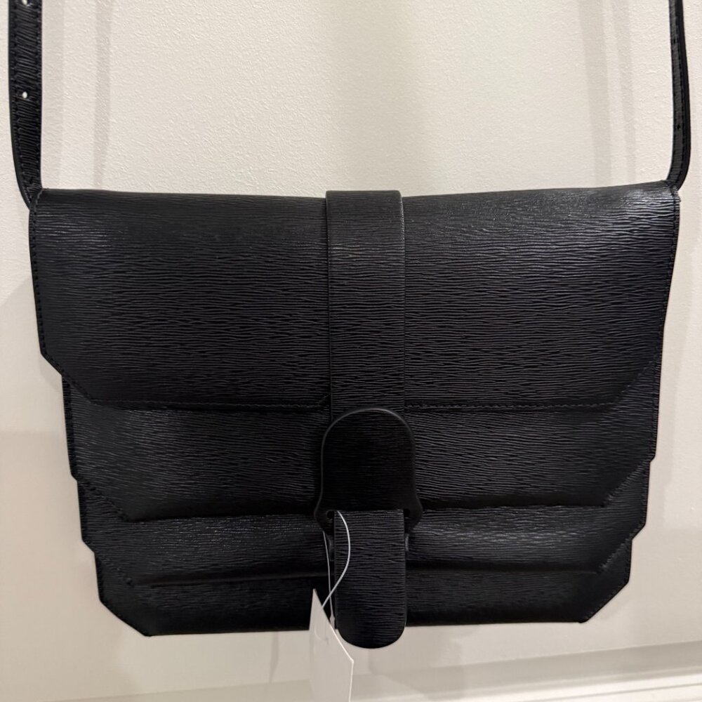 Senreve Black Mimosa Leather Convertible Crossbody Bag